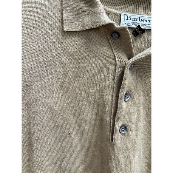 Burberrys Vintage Men’s Wool Button Collared Sweater szL Academia Y2K Grannycore - Picture 4 of 10